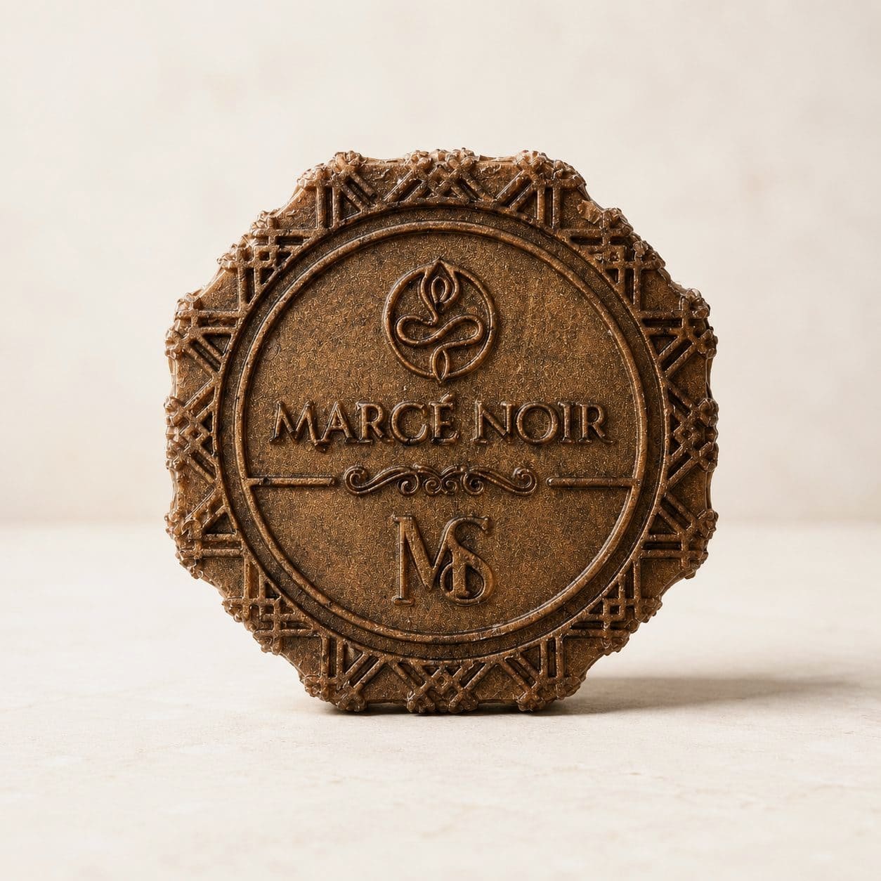 Marcé Noir Men's Soap, red-brown body bar engraved with the monogram